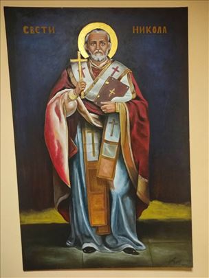 Ikona Sv.Nikola ulje na platnu 120cmx 100cm 