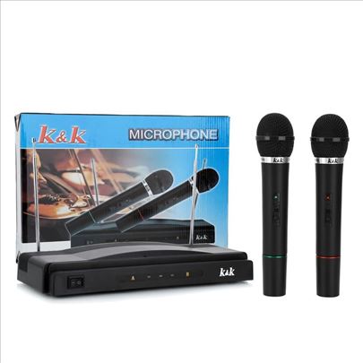 Karaoke bežični mikrofoni dva mikrofona i resiver