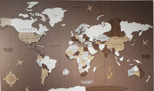 Mapa sveta 3D 150x90 cm