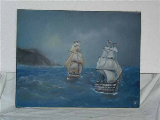 Slika br.58,45x35 cm, brodovi na moru