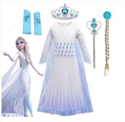 Haljina Elza Frozen sa krunom,rukavicama i kikom