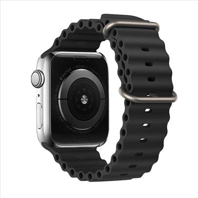 Crna rebrasta silikonska narukvica za Apple watch