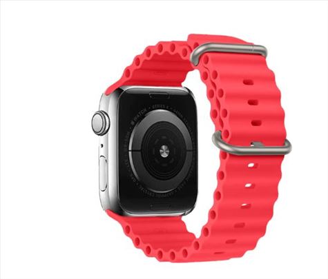 Crvena rebrasta silikonska narukvica Apple watch