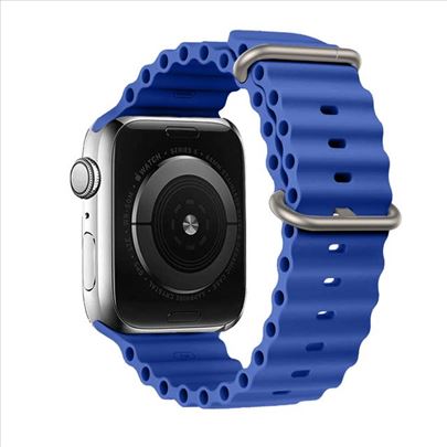 Plava rebrasta silikonska narukvica apple watch 