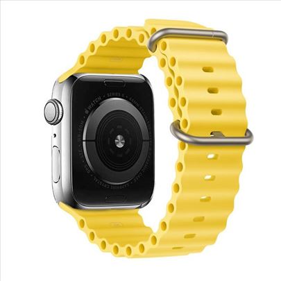 Silikonska rebrasta zuta narukvica za Apple watch