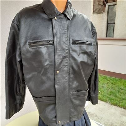 Crna muška kožna jakna vel 54