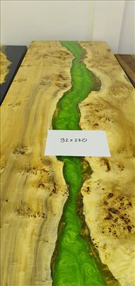 Epoxy sto-ploča stola orah/zeleni 90×200 cm
