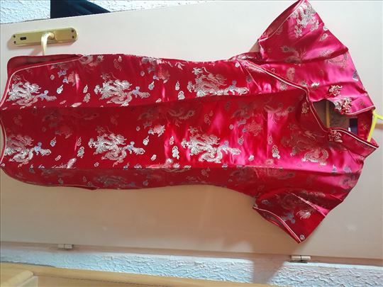 Haljina saten crvena i plava 2x1500