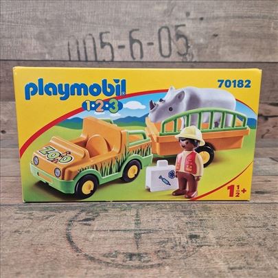 Playmobil 1.2.3 Zoo auto sa nosorogom (70182)