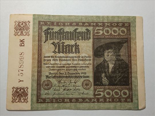 5000 rajh mark iz 1922. god