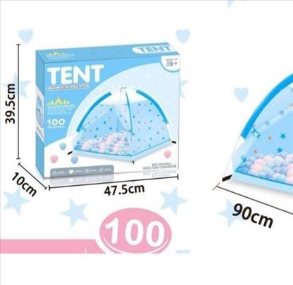 Dečiji šator Tent sa 100 loptica rozi i plavi
