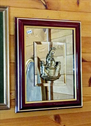 Posrebrena figura Ave Maria na duplom ogledalu