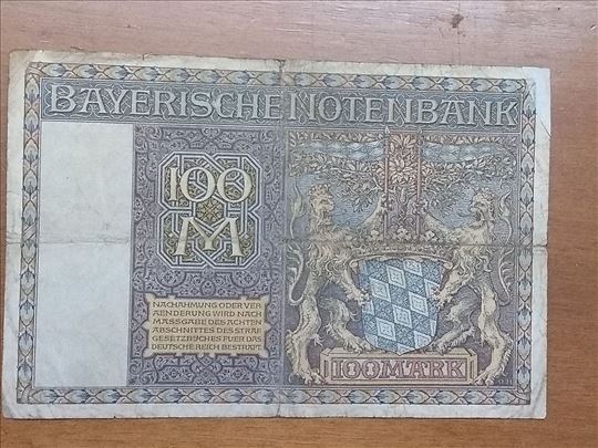 100 rajshmarakaiz, bavarian bank  1922_