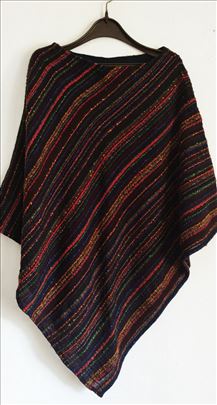 Unikatni pončo kao od ručno tkanog platna vel. S/M