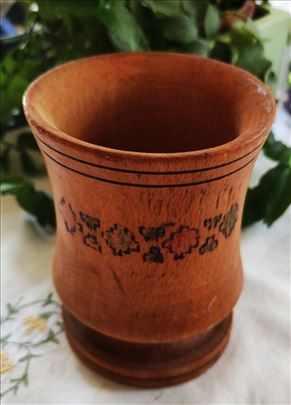 Etno drvena rucno oslikana vaza 