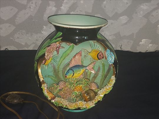Vintage stona lampa Vallauris riblji akvarijum