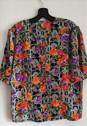 Vintage cvetna engleska bluza vel.XL Izrez je u ca