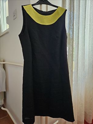 Crna mini haljina od lana