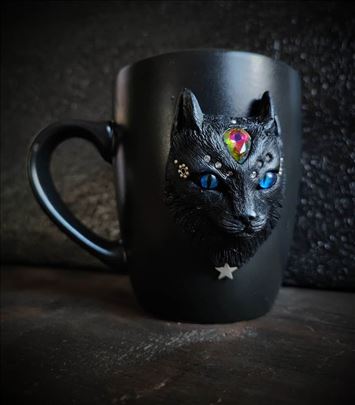 Crna Mačko-šolja -  za ljubitelje mačaka i kafe