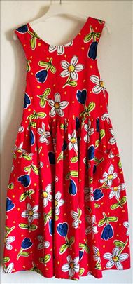 Vintage Cvetna pamucna kecelja haljina vel.S/M 