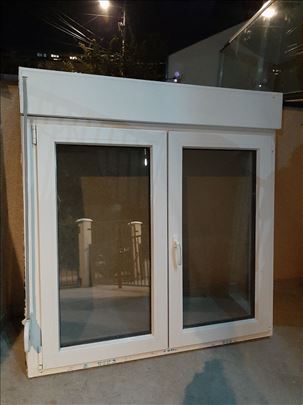 Prozor 140 x 140 cm sa roletnom PVC bela/antracit 