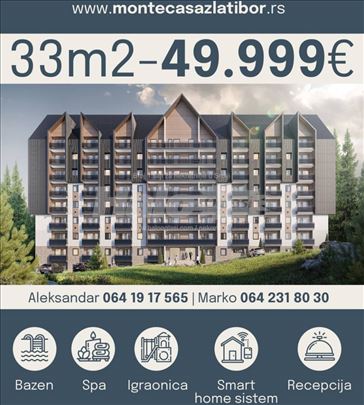 33 kvadra na 30 rata Monte Casa Ii bazen+spa