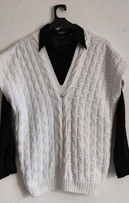 Pleteni pamučni prsluk-bluza ručni rad vel. M/L