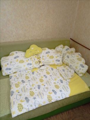 Posteljina,ogradica za krevetac žuti oblačić