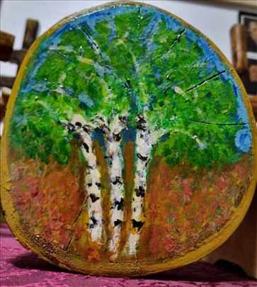 Breze, oslikane na drvetu trešnje (akrilne boje)