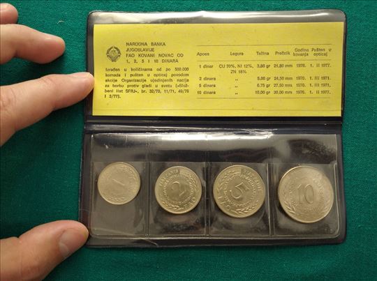 Komplet FAO - 1,2,5,10 dinar (1976).