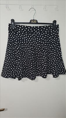 Suknja crno-bela cvetna