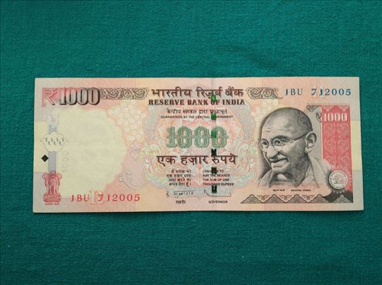 1000 rupija - Mahatma Gandi (Indija, 2012).