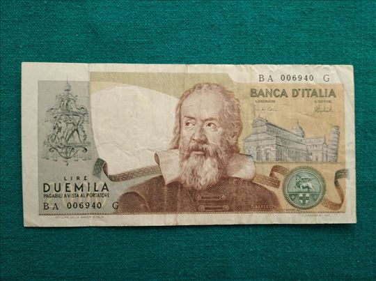 2000 lira - Galileo Galilej (Italija, 1973).