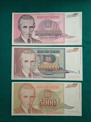 5000/5 miliona/10 milijardi dinara – Tesla (1993).