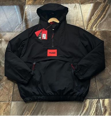 Hugo boss logo patch hooded windbreaker 