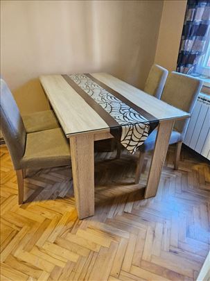 Trpezarijski sto + zaštitno staklo 140×80