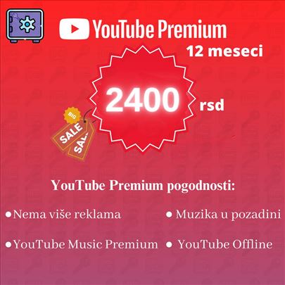 YouTube Premium (3, 6, 12 meseci)
