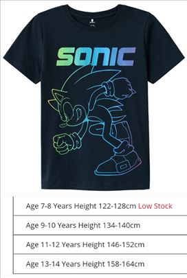 Sonic majica-veličine na slici-naručivanje