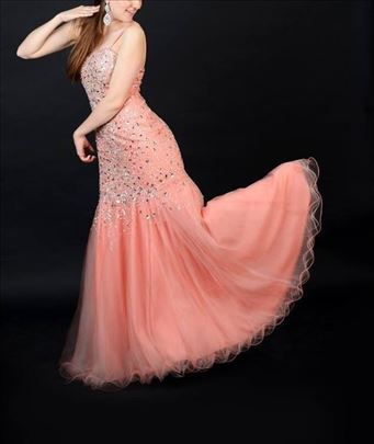 Svečana maturska koralno-roze haljina