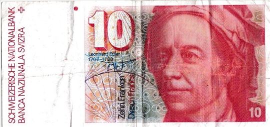 10 Švajcarskih franaka - novčanica 1976