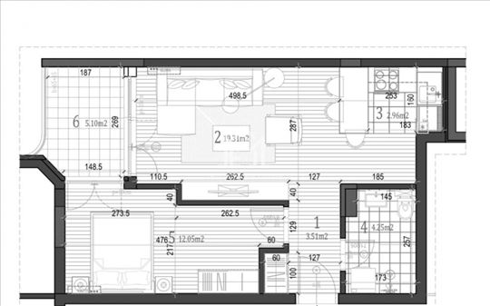 Dvosoban stan, 46m2, Pdv