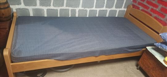 Krevet samac sa dušekom boje bukva 