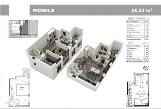 Cvetkova pijaca, lux novogradnja, duplex 66.32m2 I