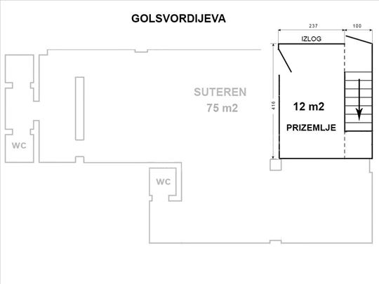 Dvo-etažni lokal na Vračaru Vuk-Kalenić, 87 m2