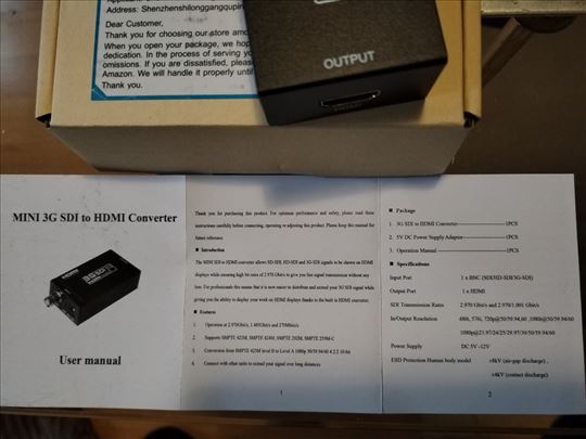 Mini  3G SDI na HDMI konverter adapter