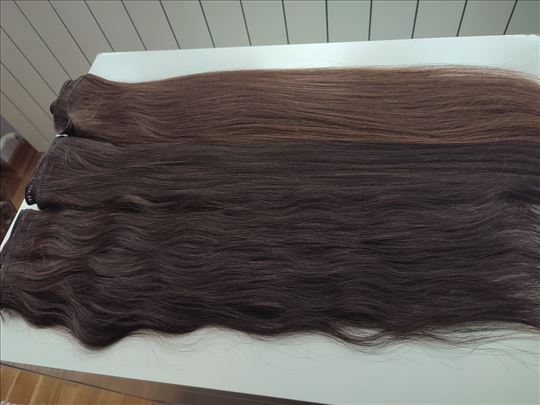 Prirodna kosa na tresi 65-70cm smeđa