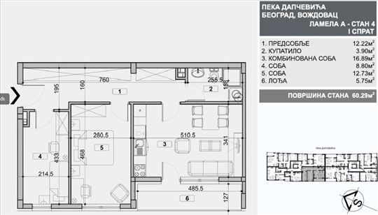  Dvosoban stan u novogradnji od 60,29 m2 