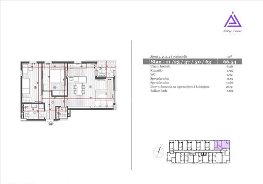 City Roof Residence - trosoban stan