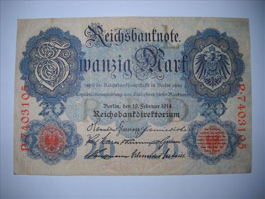 20 Rajh maraka iz 1914. Carevina Nemačka