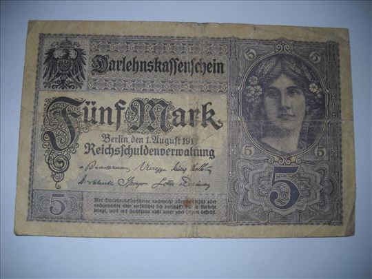 5 Rajh Mark iz 1917. Carevina Nemačka